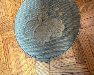 Japanese Bronze Incense Burner Lid with Floral Motif