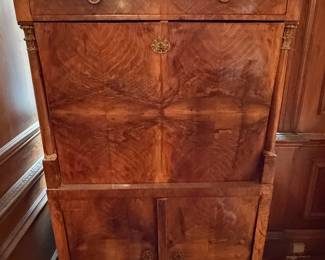 19th Century Biedermeier Walnut Secretary Desk