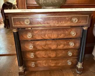 Empire Style Mahogany Side Chest with Marble Top