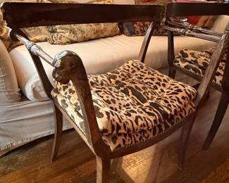 Pair of Regency Mahogany Armchairs with Animal Heads