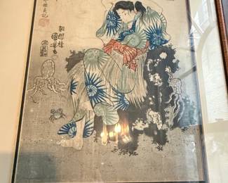 Katsushika Hokusai "The Dream of the Fisherman's Wife" Woodblock Print