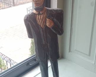 Carved Folk Art Wooden Figure signed "DUBE 