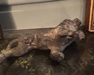 Antique Bronze Lion Figurine