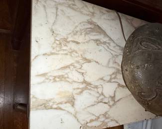 Empire Style Flame Mahogany Four-Drawer Commode with Marble Top