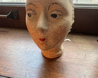 Antique French Papier-Mâché Milliner's Head (Marotte)