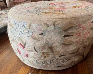 Vintage Floral Needlepoint Ottoman