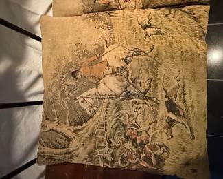 Vintage Hunting Scene Tapestry Pillows (Pair) - English Hunt Scene