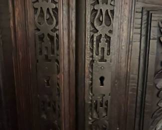 Antique French Renaissance Revival Carved Oak Armoire