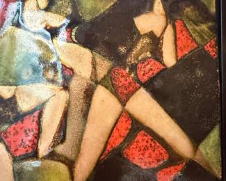 Framed Enameled Copper Abstract Art Panel