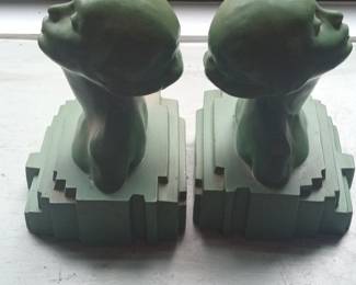 Art Deco Female Head Bookends by Max Le Verrier