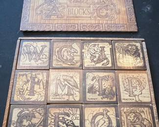 Burnt Wood Zoo ABC Blocks