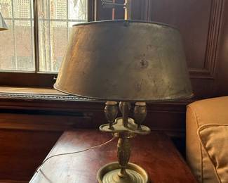 Antique Brass Bouillotte Lamp with Arrow Motif