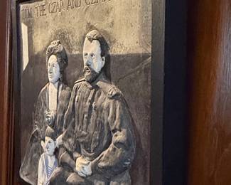 Framed Bas-Relief Portrait Plaque of "Tim the Czar and Czarina"
