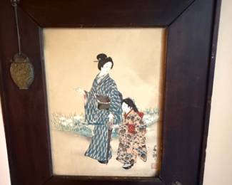 Japanese Woodblock Print of Two Women in Kimonos