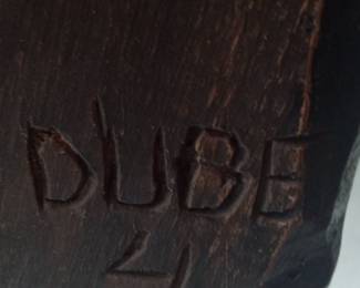 Carved Folk Art Wooden Figure signed "DUBE 