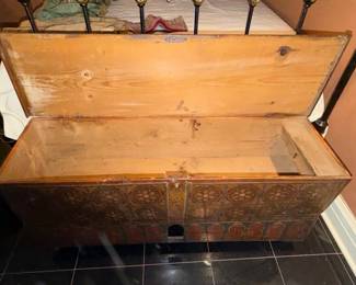 Vintage Moroccan Painted Dowry Chest