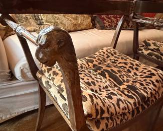 Pair of Regency Mahogany Armchairs with Animal Heads