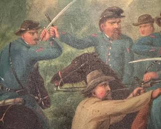 Civil War Battle Scene Oil Painting