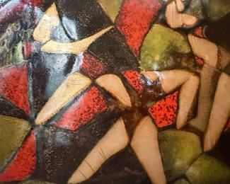 Framed Enameled Copper Abstract Art Panel