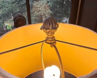 Japanese Bronze Table Lamp with Bird and Rooster Motif, Meiji Period