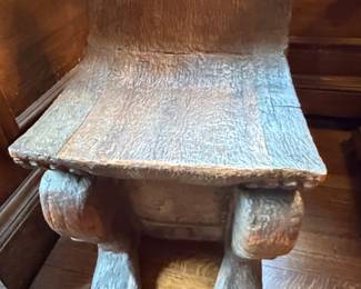 Carved Wooden Figure Stool, possibly Baule