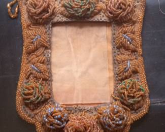 Victorian Native American Mohawk Hand Beaded Whimsey Photo Frame