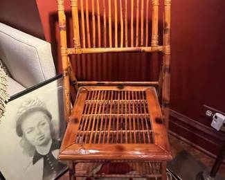 Set of Four Tortoiseshell Bamboo Folding Chairs