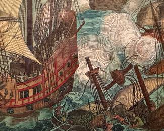 The Spanish Armada Engraving by John Pine