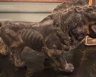 Antique Bronze Lion Figurine