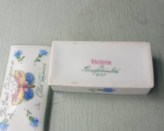 Victorian Style Bisque Doll on Metal Bed with Keepsake Box