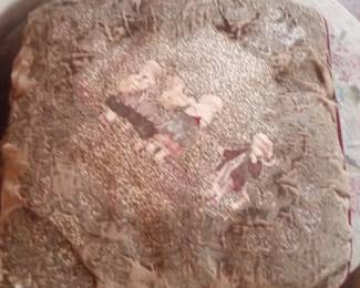 Antique Victorian Needlepoint Cushion with Burgundy Velvet Backing