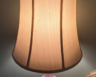 Victorian "Gone With The Wind" Style Pink Opaline Glass Lamp with Horse Motif