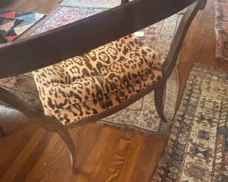 Pair of 1940s Grosfeld House Leopard and Carved Wood Armchairs