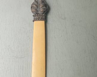 Antique Silver and Ivory Letter Opener with Ornate Handle