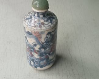 Chinese Porcelain Snuff Bottle with Warrior Scene