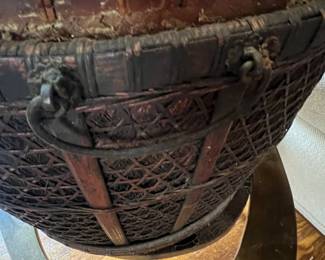Antique Chinese Wedding Basket with Metal Clasp