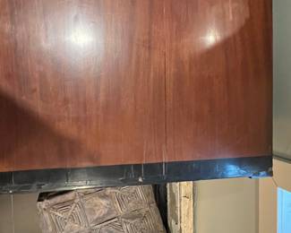 French Empire Mahogany Commode with Ebonized Accents and Ornate Brass Pulls