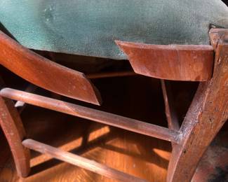 Victorian Style Side Chair with Needlepoint Upholstery and Damaged Leg