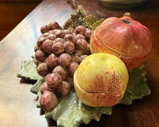 Vintage Italian Majolica Ceramic Fruit Basket