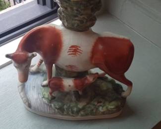 Antique Staffordshire Cow and Calf Spill Vase
