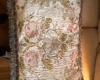 Vintage Ralph Lauren Guinevere Aragon Floral Brocade Pillow with Fringe