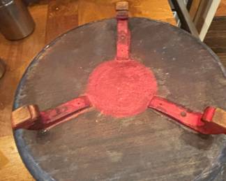 Antique Folk Art Hand-Painted Wooden Serving Tray with Compartments