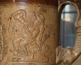 English Stoneware Tankard or Tyg Cup with Animal Handles