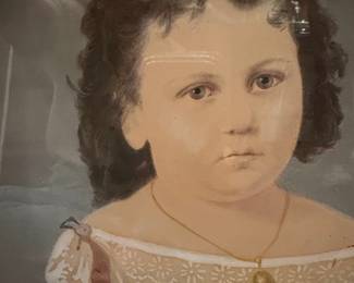 American Folk Art Portrait of a Young Girl