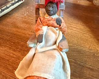 Folk Art "Mammy" Doll with Chair