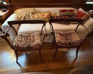 Pair of Regency Mahogany Armchairs with Animal Heads