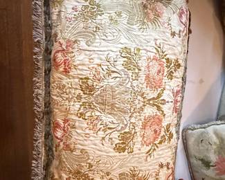 Vintage Floral Tapestry Pillow with Velvet Back