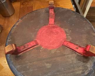 Antique Hand-Carved Wooden Divided Serving Platter with Folk Art Floral Motifs