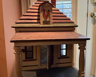 Vintage Wooden Dollhouse on Stand