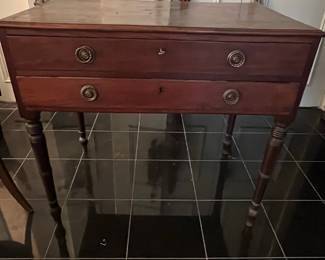 Antique Federal Period Mahogany Two Drawer Work Table